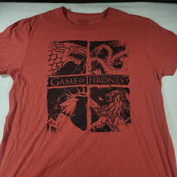 Game of Thrones Short Sleeve Graphic Crew Neck T Shirt Mens Size Large L Red - Picture 1 of 9